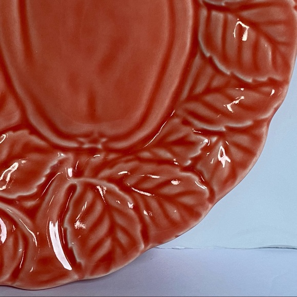 Pumpkin Plate Dish Ceramic 8.5” Fall Autumn leaves Cookies Dessert cheese EIC - Picture 6 of 13